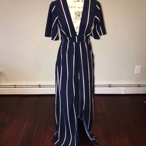 Striped skirted romper